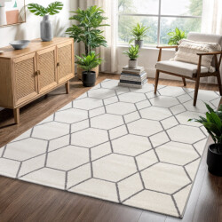 Muratap Trellis uni effen laagpolig vloerkleed modern 80x200 cm