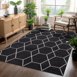 Muratap Trellis uni effen laagpolig vloerkleed modern 200x290 cm