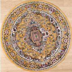 Muratap Picasso sedona rond vintage vloerkleed multi / geel laagpolig- 300 cm rond