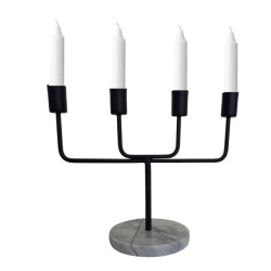 House Vitamin 4 armige kandelaar-26x21cm-incl. 5 witte kaarsenmarmer-