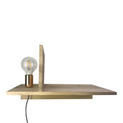House Vitamin Houten boekenplank met lamp-45x25x28cm-incl.gloeilamp-met gouden