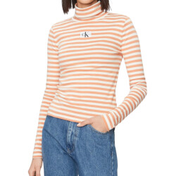 Calvin Klein Dames gestreepte schildpad hals sweater top