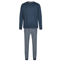 Phil & Co Heren winter pyjama set lang donker gestreept