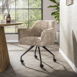 Hoyz armstoel raster wieltjes verpakt per 2 alura zand