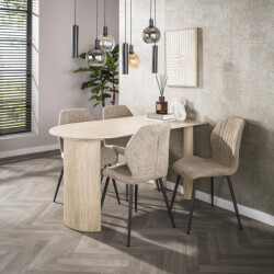 Hoyz eettafel romano arch 1-side 140cm keramiek travertin