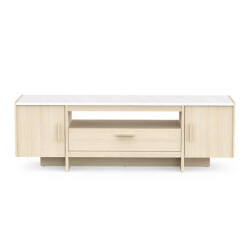 CaliCosy Tv-meubel met 2 openslaande deuren en 1 lade, eiken decor en marmer, l178,8 cm -