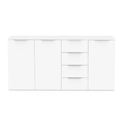 CaliCosy Buffet met 3 deuren en 4 lades, mat wit, l159,4 cm ghost