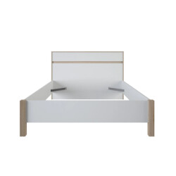 CaliCosy Lit 140x190 cm met geborsteld eiken decor en matte witte afwerking malia
