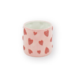 House Vitamin Pot planter hearts dolomite pink/red 12.5x12.5x13 cm