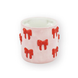 House Vitamin Pot planter bows dolomite pink/red 15.5x15.5x16 cm