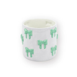 House Vitamin Pot planter bows dolomite lilac/mint 12.5x12.5x13 cm