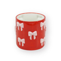 House Vitamin Pot planter bows- dolomite red/pink 15.5x15.5x16 cm