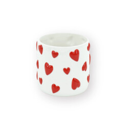 House Vitamin Pot planter hearts dolomite white/red 15.5x15.5x16 cm