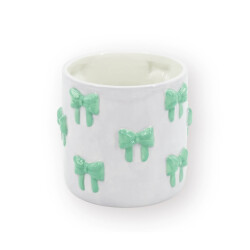 House Vitamin Pot planter bows dolomite lilac/mint 15.5x15.5x16 cm