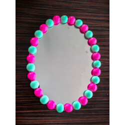 House Vitamin Mirror oval bubbles neon pink/mint- 29x22.5cm