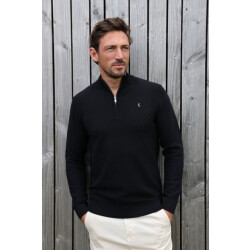 Kultivate 2501080802 crossed half zip 100 - black heren trui kultiv
