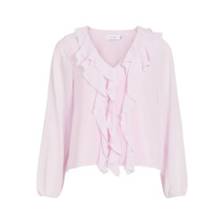 Vila 14114604 viane l/s v-neck frill top noos