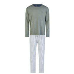 Phil & Co Heren winter pyjama set lang interlock groen/grijs