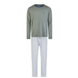 Phil & Co Heren winter pyjama set lang interlock groen/grijs
