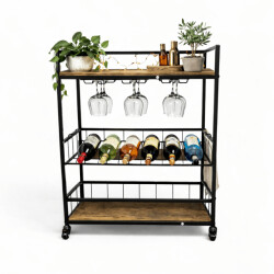 Furnilux multifunctioneel keukenrek & serveerwagen- industrieel- 67x40x86,5 cm