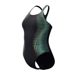 Speedo eco+ dig placem medalist bla/grn wedstrijd badpak dames -