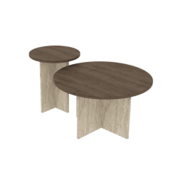 CaliCosy Set van 2 salontafels met rond tafelblad Ø70 cm en Ø40 cm tilia