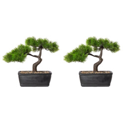 Kopu Lot de 2 plantes artificielles bonsaï mélèze env. 23 x 25 cm