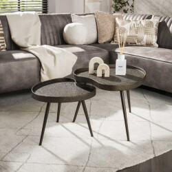 Hoyz salontafel contour niervormig set van 2 brons liquid metal