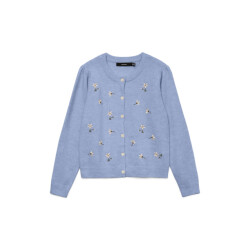 Vero Moda vmfiorella emb ls o-neck short card 10340096 brunnera blue