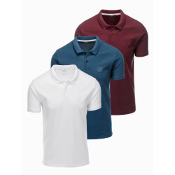 Ombre Italian style heren poloshirts wit bordeaux 3 stuks