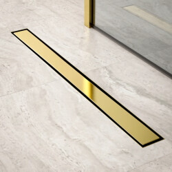 Mirlux Douchegoot 80cm goud tegelrooster rvs met flens