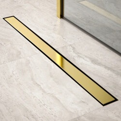 Mirlux Douchegoot 90cm goud tegelrooster rvs met flens