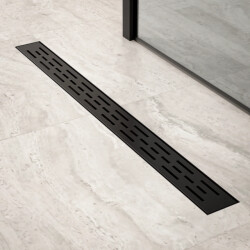 Mirlux Douchegoot 80cm mat zwart standaard rooster- rvs met flens