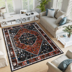 Muratap Picasso paloma vintage vloerkleed terra / oranje laagpolig- 200x200 cm