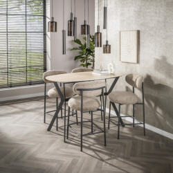 Hoyz bartafel romano deens ovaal 140cm keramiek travertin