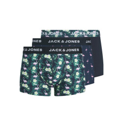 Jack & Jones Heren boxershorts trunks microfiber jacflamingo flamingo print 3-pack donkerblauw