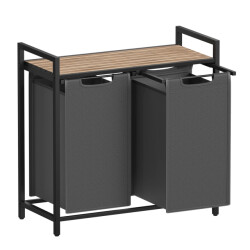 CaliCosy Wasmand met 2 uitschuifbare compartimenten antraciet grijs l72 cm