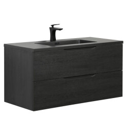 Badplaats Badkamermeubel set cairo 100 x 48 cm zwart eiken badmeubel met