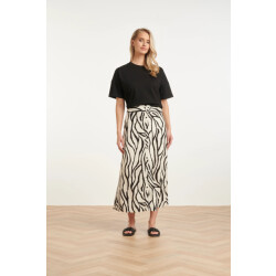 Smashed Lemon Midi-rok met zebra print off-white/zwart |