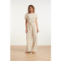 Smashed Lemon Gestreepte wide leg broek met knoopdetail |