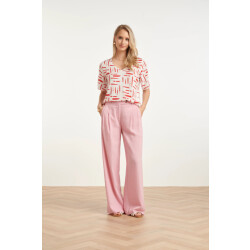 Smashed Lemon Top met grafische streep print rood/wit |