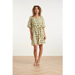 Smashed Lemon Jurk met abstracte groene dieren print en ceintuur |
