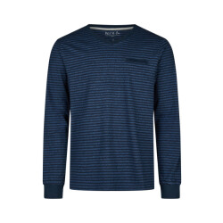 Phil & Co Heren pyjamashirt lange mouw donker/ gestreept