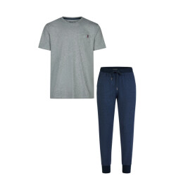 Phil & Co Essential heren pyjama set korte mouw grijs/blauw