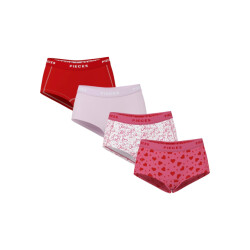 Pieces Dames hipster pclogo 4-pack rood/roze hartjes print