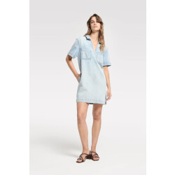 Homage to Denim H-cs26m64 denim shirt dress with v neck