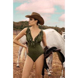 Nicole Olivier Fringes badpak brio kaki