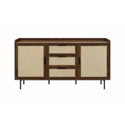 CaliCosy Dressoir notenhoutdecor 2 deuren, 3 lades met stoffen fronten b140 cm jetson