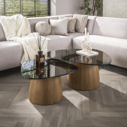 Hoyz salontafel tinto driehoekig set van 2 brons glas