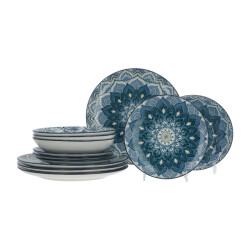 Luzzo ® madala serviesset 4 persoons 12-delig porselein blauw